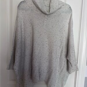 LOFT Cream Speckled Turtleneck Poncho Sweater
